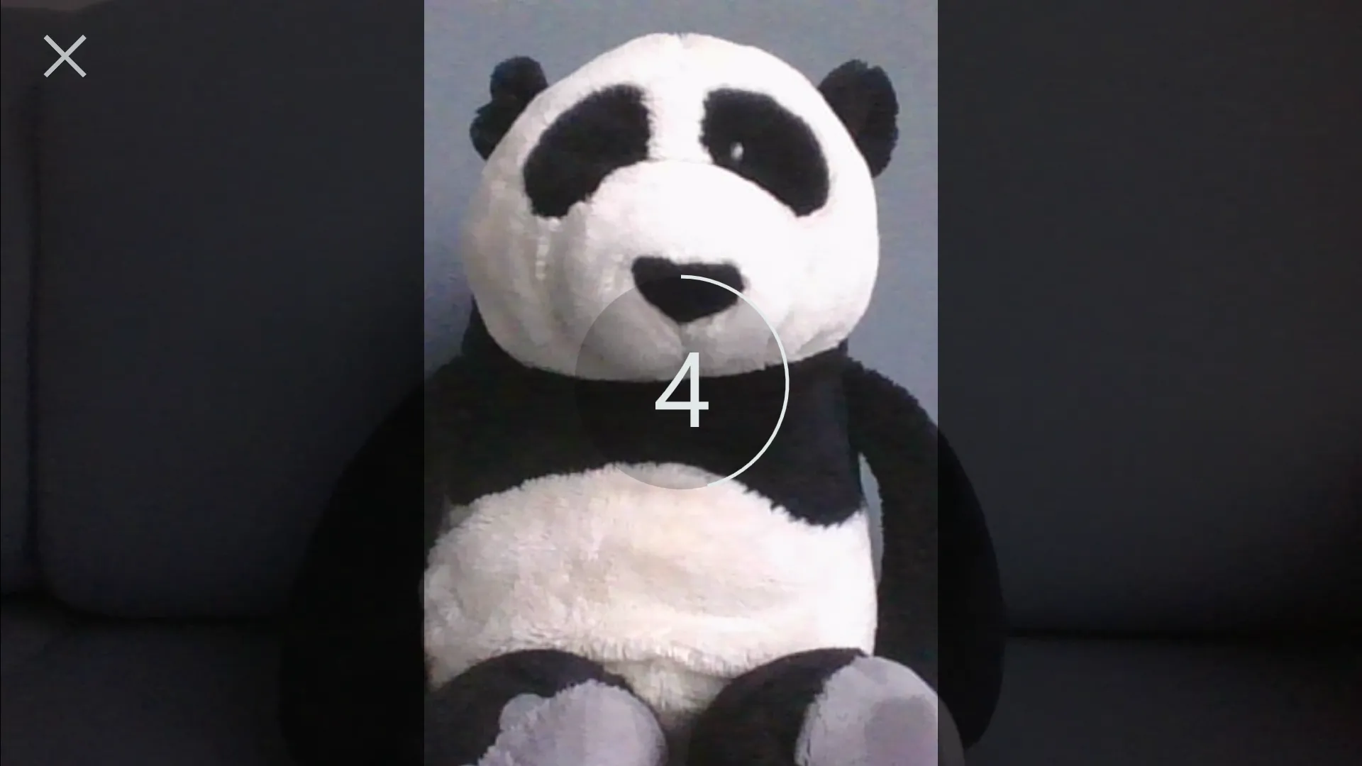 Countdown-Anzeige auf dem Bildschirm der Fotobox